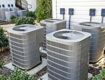 Group of Air Conditioning Units At Apartment Complex